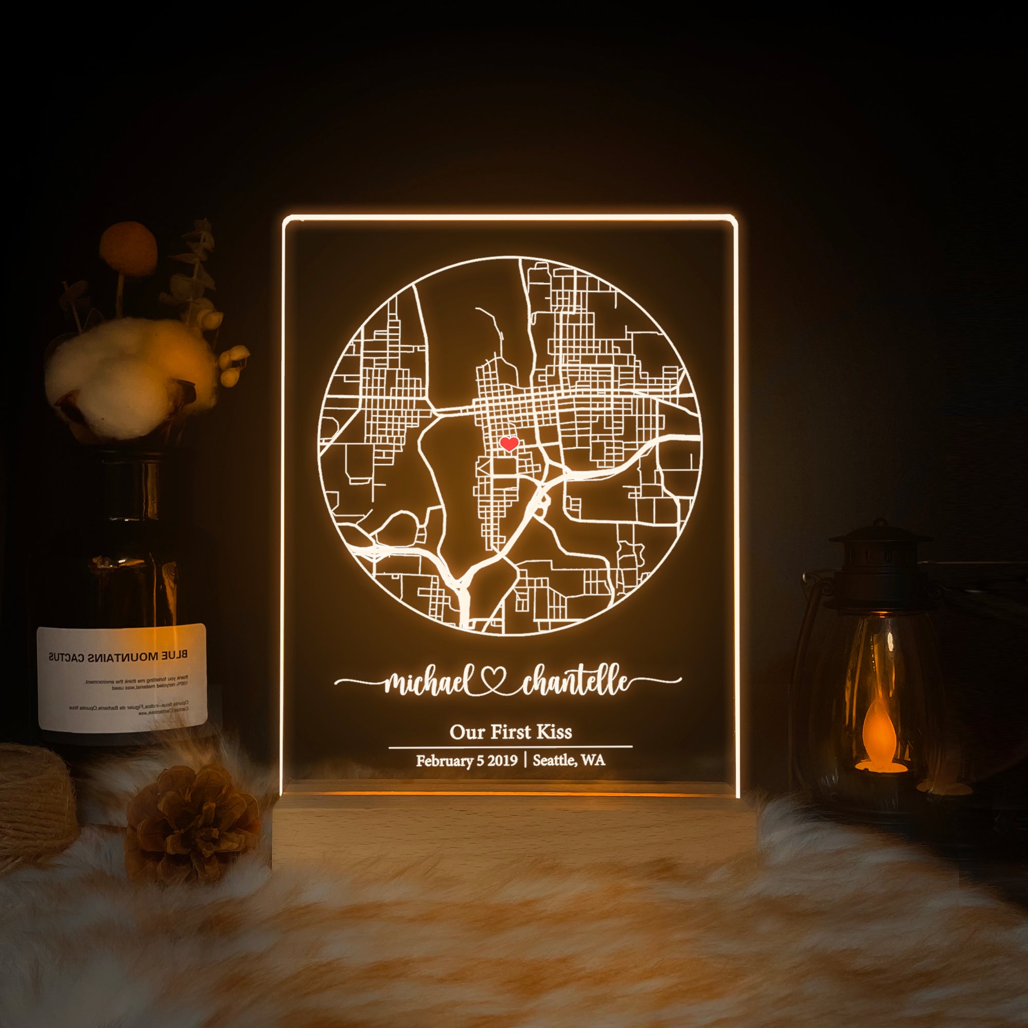 Custom Location Map Acrylic Night Light (MAP03)