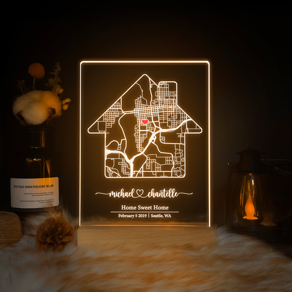 Custom Location Map Acrylic Night Light (MAP04)
